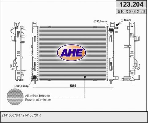 AHE 123.204 - Radiator, engine cooling car-mod.net