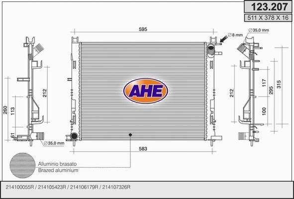 AHE 123.207 - Radiator, engine cooling car-mod.net