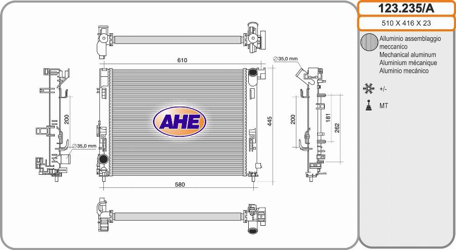 AHE 123.235/A - Radiator, engine cooling car-mod.net
