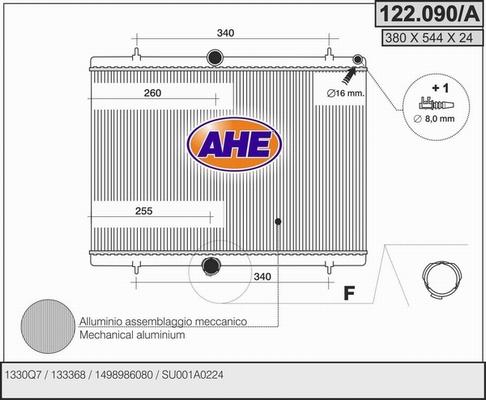 AHE 122.090/A - Radiator, engine cooling car-mod.net