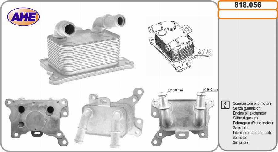 AHE 818.056 - Oil Cooler, engine oil car-mod.net