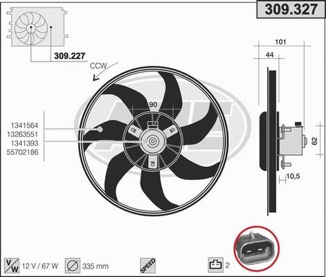 AHE 309.327 - Fan, radiator car-mod.net