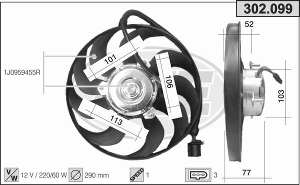 AHE 302.099 - Fan, radiator car-mod.net