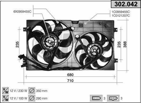 AHE 302.042 - Fan, radiator car-mod.net