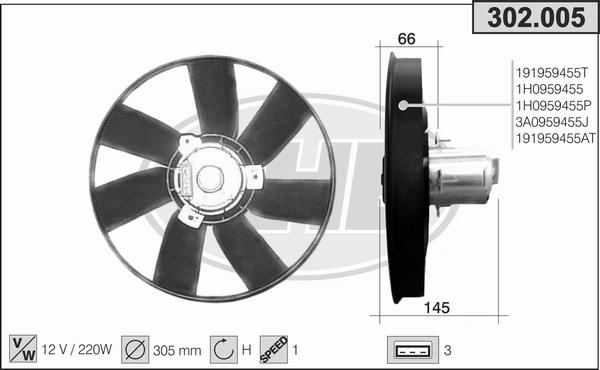 AHE 302.005 - Fan, radiator car-mod.net