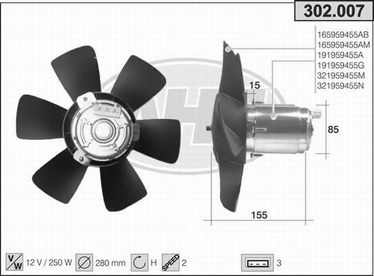 AHE 302.007 - Fan, radiator car-mod.net