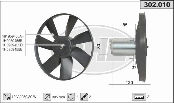 AHE 302.010 - Fan, radiator car-mod.net