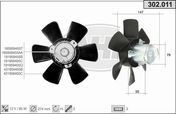 AHE 302.011 - Fan, radiator car-mod.net