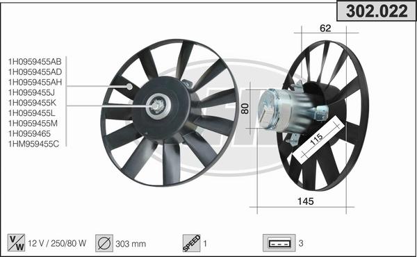 AHE 302.022 - Fan, radiator car-mod.net