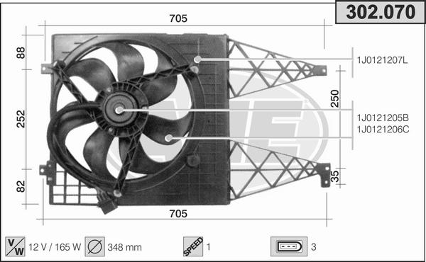 AHE 302.070 - Fan, radiator car-mod.net