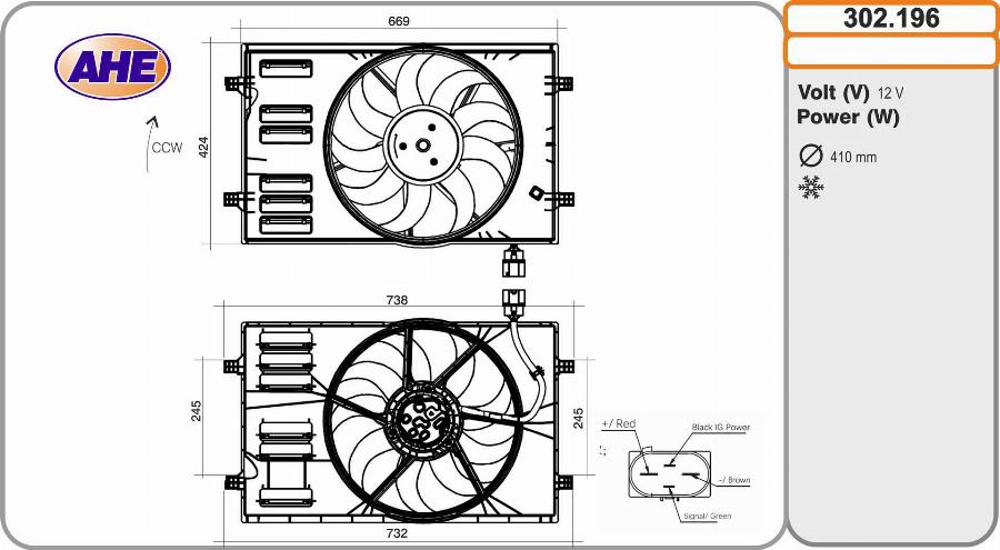 AHE 302.196 - Fan, radiator car-mod.net
