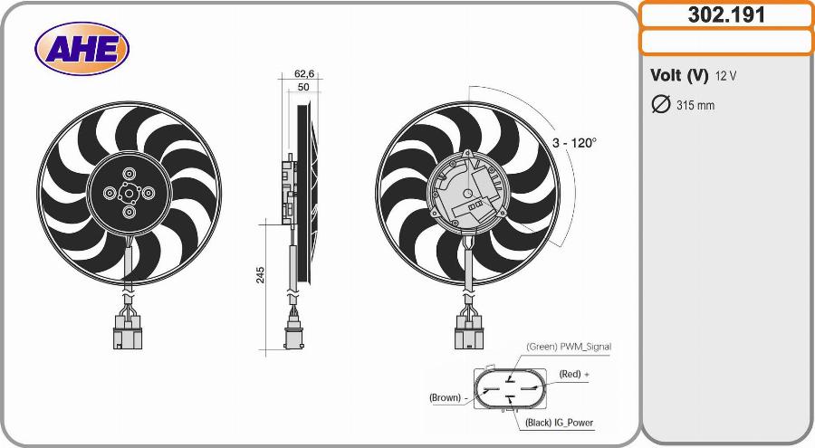 AHE 302.191 - Fan, radiator car-mod.net