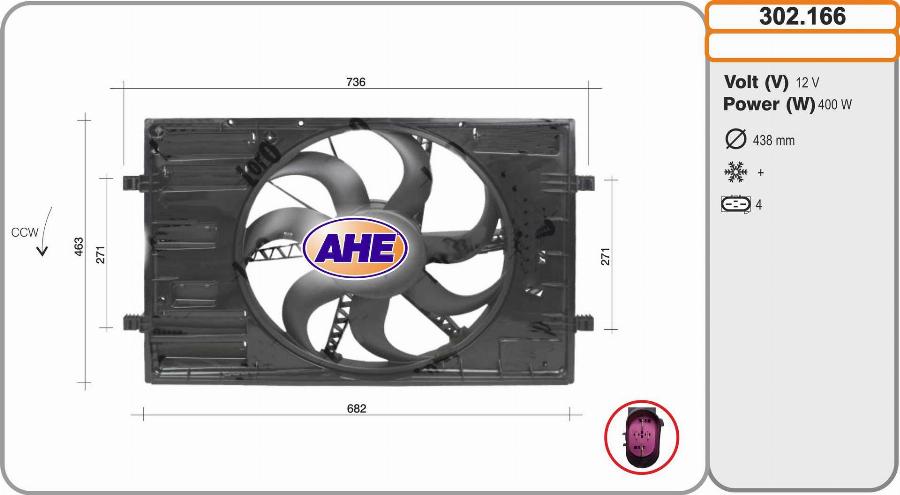 AHE 302.166 - Fan, radiator car-mod.net
