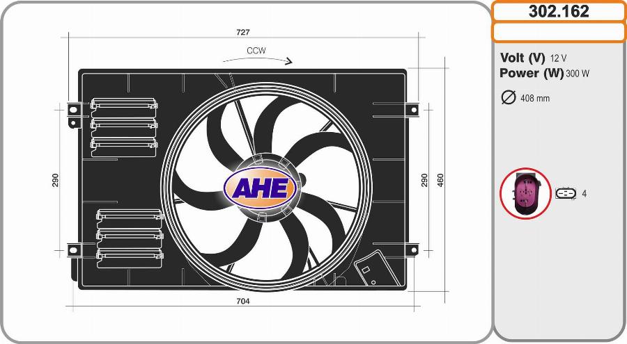 AHE 302.162 - Fan, radiator car-mod.net