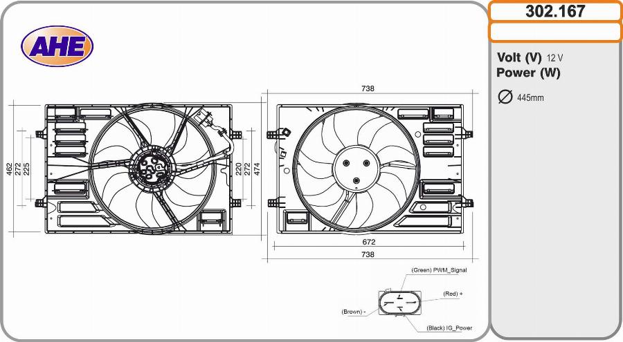 AHE 302.167 - Fan, radiator car-mod.net