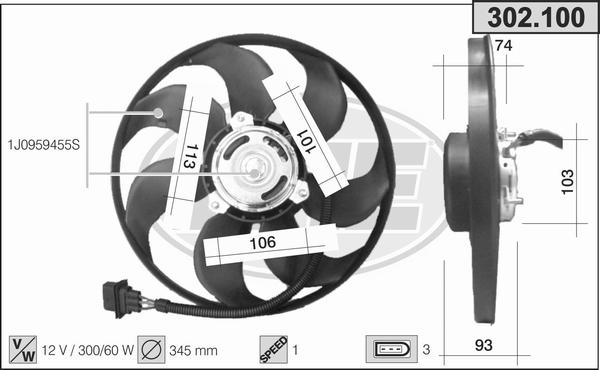 AHE 302.100 - Fan, radiator car-mod.net