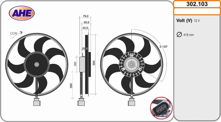 AHE 302.103 - Fan, radiator car-mod.net