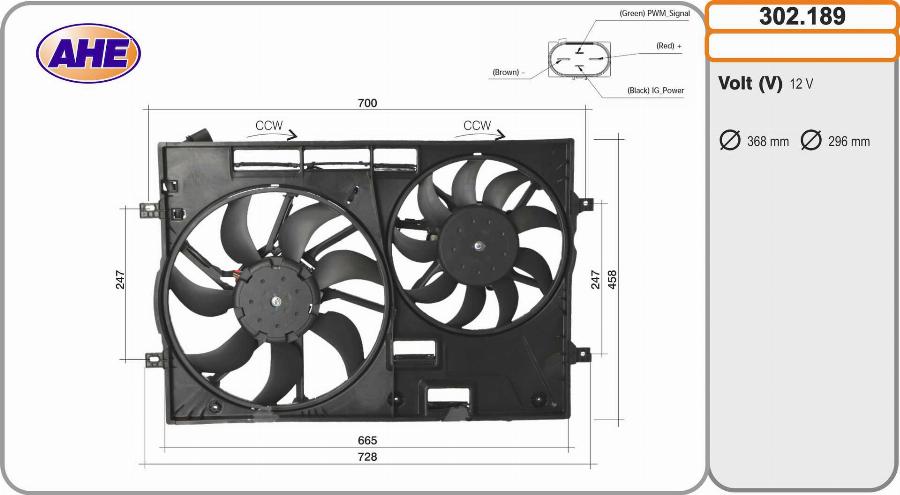 AHE 302.189 - Fan, radiator car-mod.net