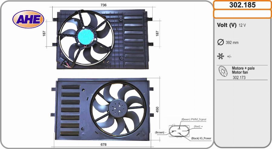 AHE 302.185 - Fan, radiator car-mod.net