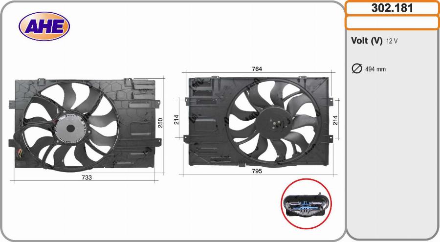 AHE 302.181 - Fan, radiator car-mod.net