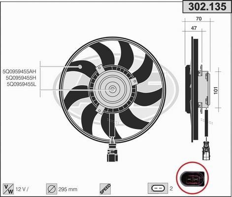 AHE 302.135 - Fan, radiator car-mod.net