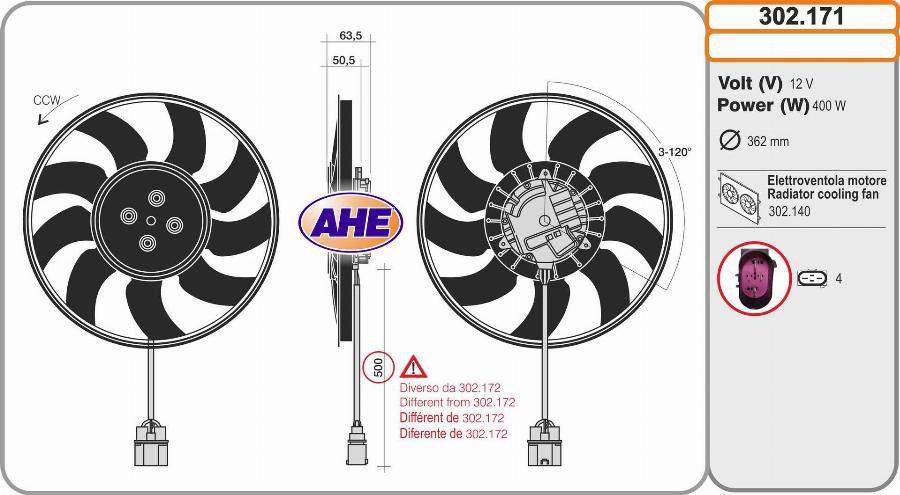 AHE 302.171 - Fan, radiator car-mod.net
