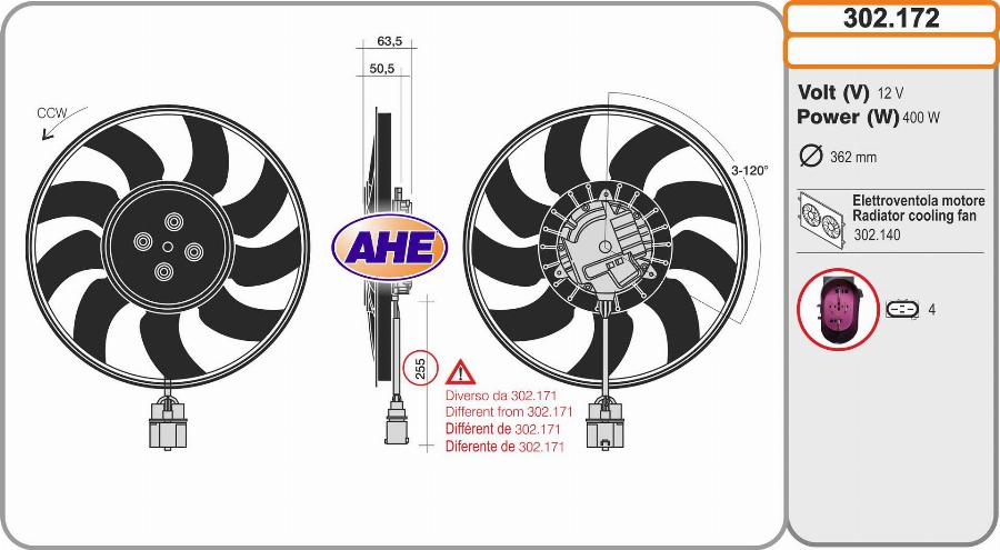 AHE 302.172 - Fan, radiator car-mod.net