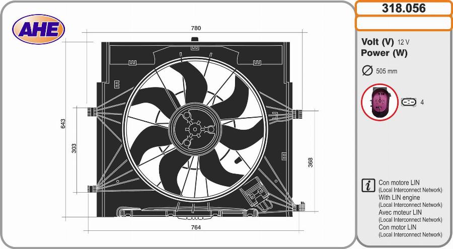 AHE 318.056 - Fan, radiator car-mod.net