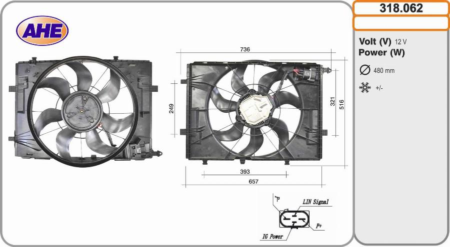AHE 318.062 - Fan, radiator car-mod.net