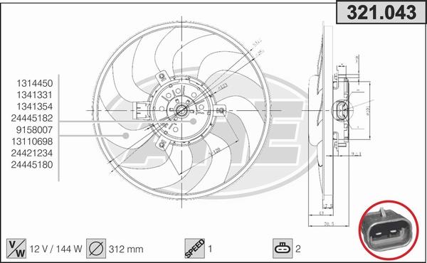 AHE 321.043 - Fan, radiator car-mod.net