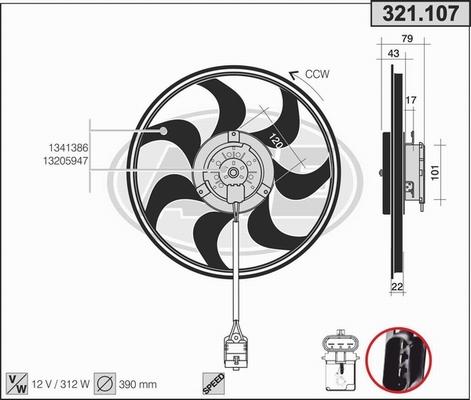 AHE 321.107 - Fan, radiator car-mod.net