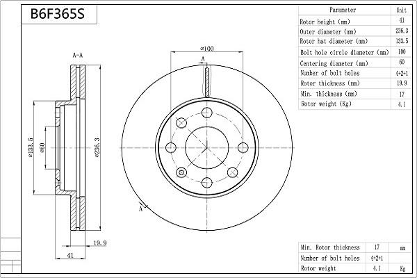 AISIN B6F365S - Brake Disc car-mod.net