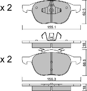 AISIN BPFO-1016 - Brake Pad Set, disc brake car-mod.net