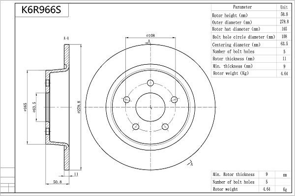 AISIN K6R966S - Brake Disc car-mod.net