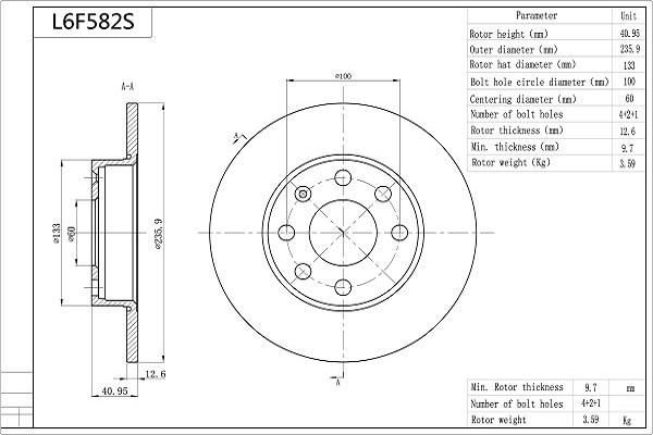 AISIN L6F582S - Brake Disc car-mod.net