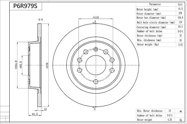 AISIN P6R979S - Brake Disc car-mod.net