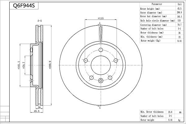 AISIN Q6F944S - Brake Disc car-mod.net
