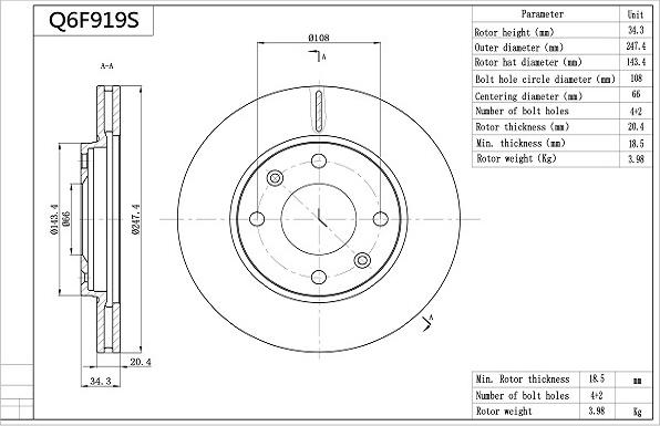 AISIN Q6F919S - Brake Disc car-mod.net