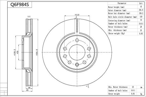 AISIN Q6F984S - Brake Disc car-mod.net