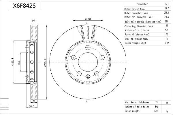 AISIN X6F842S - Brake Disc car-mod.net