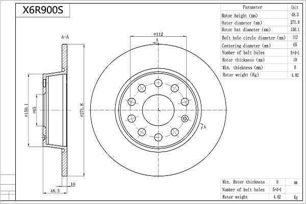 AISIN X6R900S - Brake Disc car-mod.net