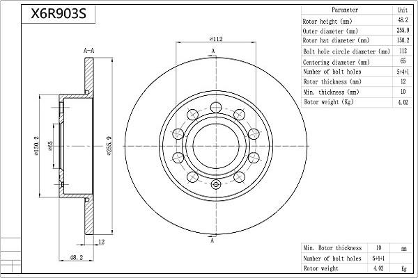 AISIN X6R903S - Brake Disc car-mod.net