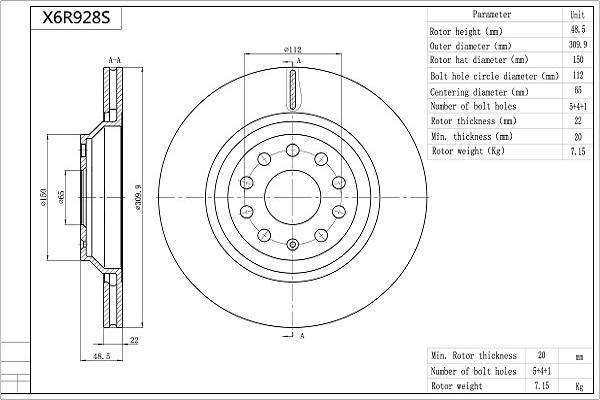 AISIN X6R928S - Brake Disc car-mod.net