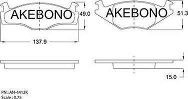 Akebono AN-4412K - Brake Pad Set, disc brake car-mod.net