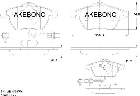Akebono AN-4434WKE - Brake Pad Set, disc brake car-mod.net