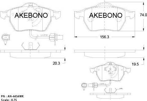 Akebono AN-4434WK - Brake Pad Set, disc brake car-mod.net