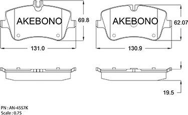 Akebono AN-4557K - Brake Pad Set, disc brake car-mod.net