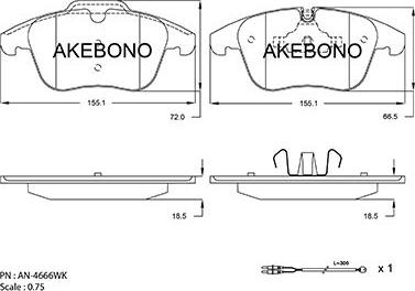Akebono AN-4666WK - Brake Pad Set, disc brake car-mod.net