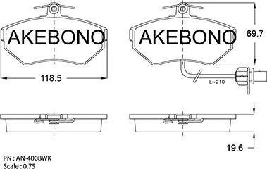 Akebono AN-4008WK - Brake Pad Set, disc brake car-mod.net