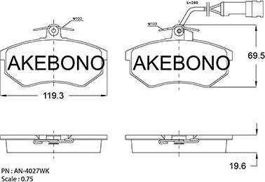 Akebono AN-4027WKE - Brake Pad Set, disc brake car-mod.net